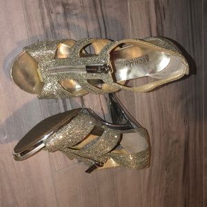 Shiny silver Michael Kors heels